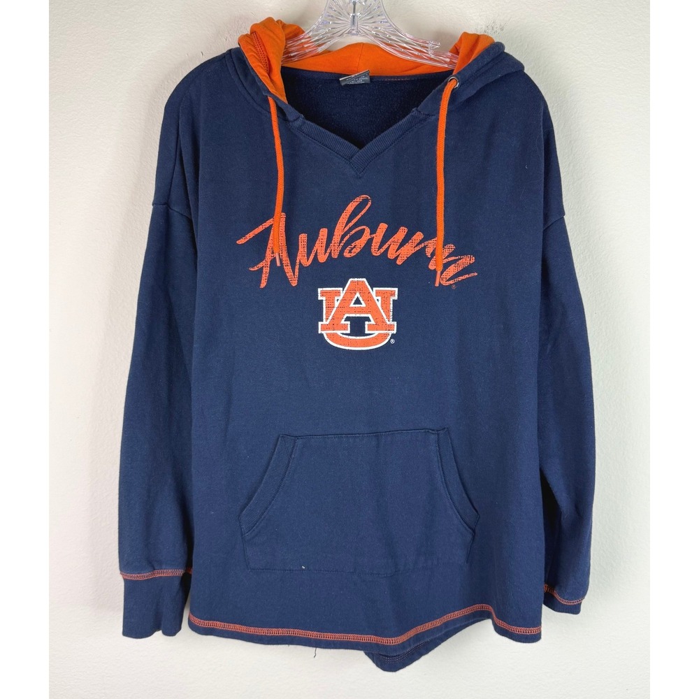 Stadium Athletics Hoodie Women XL Auburn Tigers Navy Blue Orange V-Neck Pullover